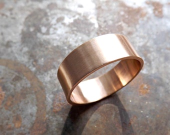 elegant bronze ring flat band, personalized mens ring bronze, modern bronze ring, bronze wedding band, bronze anniversary ring gift