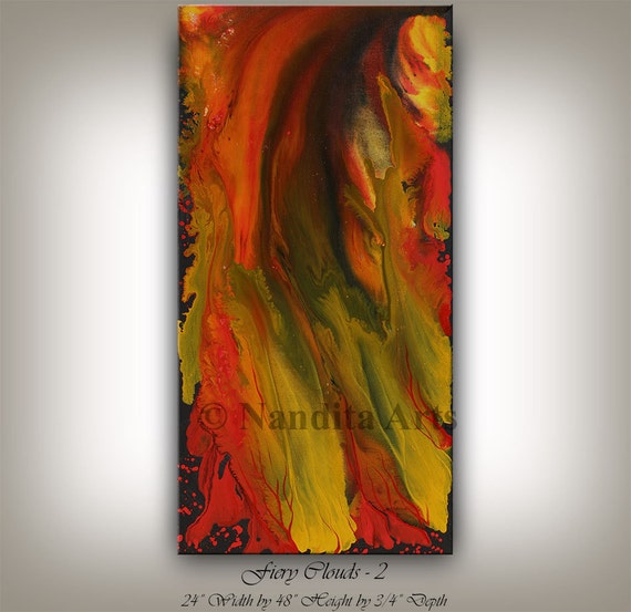 Art ABSTRACT LARGE PAINTING Red and Gray by ContemporaryArtDaily