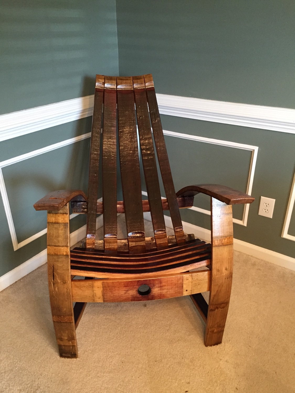 Red Wine Barrel Adirondack Chair Kit by WineOChairCo on Etsy