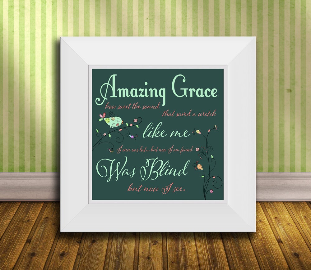 Amazing Grace Wall Art Christian Wall Art by TheFreckledOwlPrints