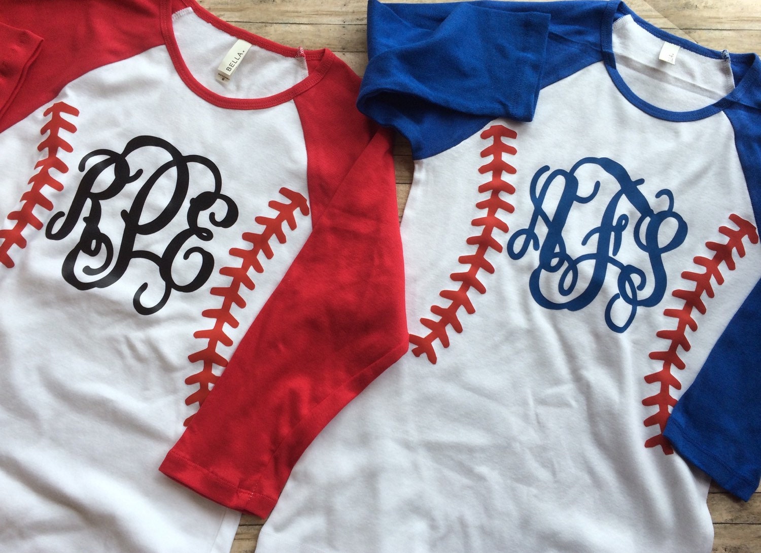 Baseball Monogram Raglan Shirt 3/4 sleeve Custom Baseball
