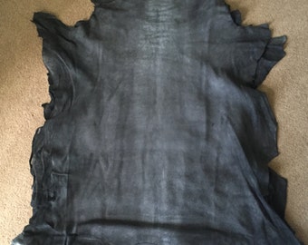 Premium Italian Lambskin Leather hide Skin - 8 Sq.Ft Black