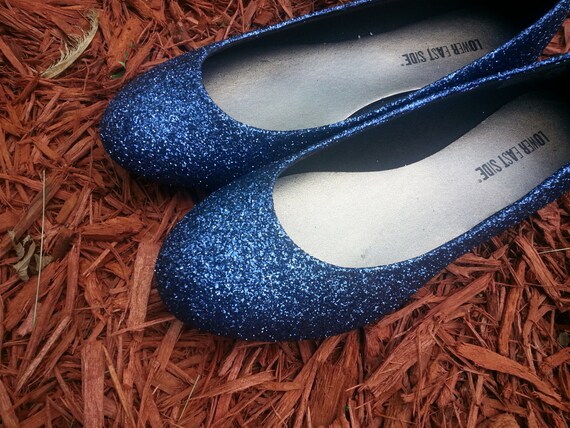 navy blue sparkly flats