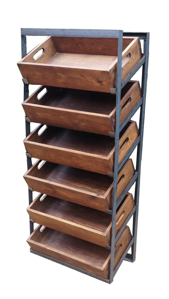 Vintage Industrial Storage Shelving Unit with rustic by breuhaus