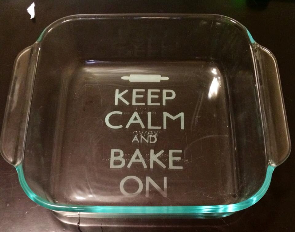 Custom etched 8x8 glass baking dish ADD YOUR NAME