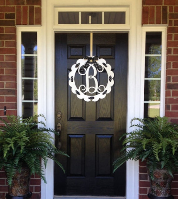 Front Door Wreaths Metal monogram Door Hanger/ by housesensations