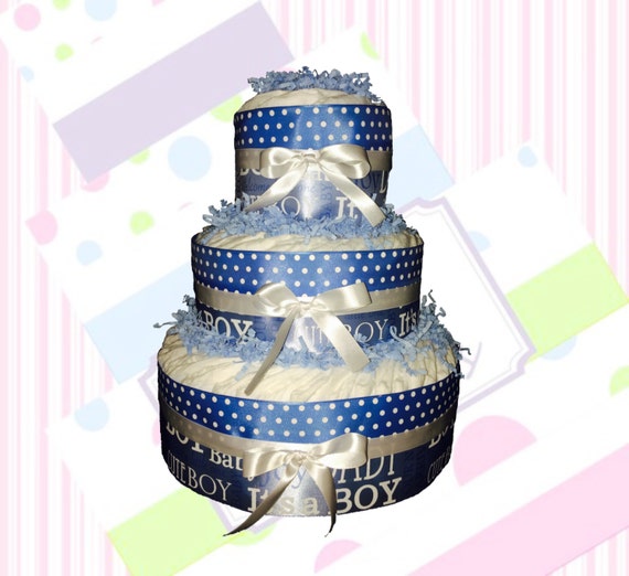 Blue and White Baby Diaper Cake Kit by ChicBabyCakes