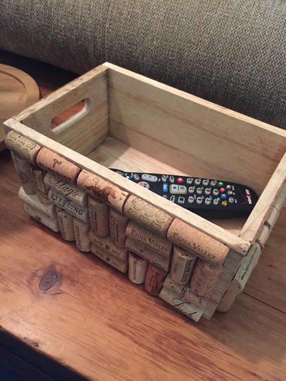 Decorative winecork box for knickknacks by ElevenArtDesigns