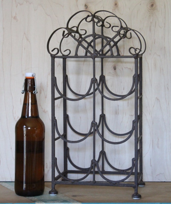 Rustic Wine Rack Storage for Six Wine Bottles Cast Iron