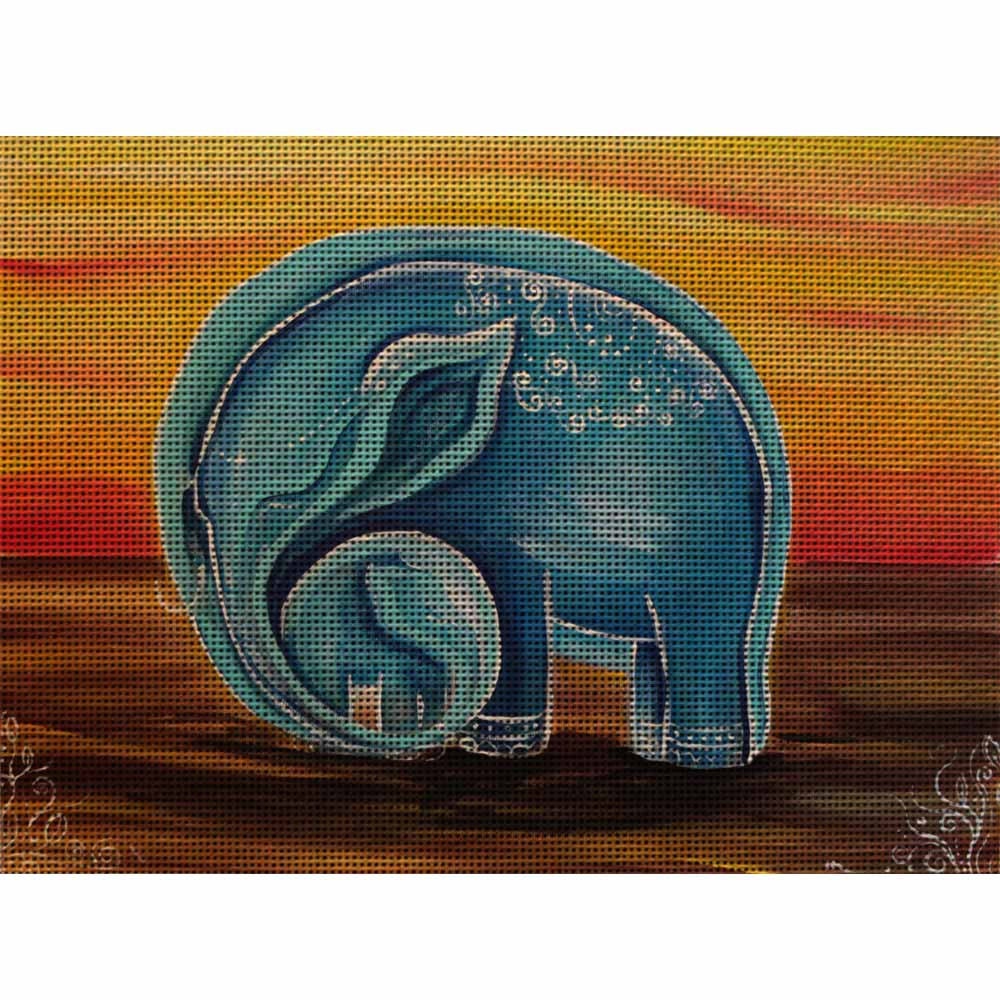 Needlepoint canvas Elephant's tenderness by StitchArtNeedlepoint