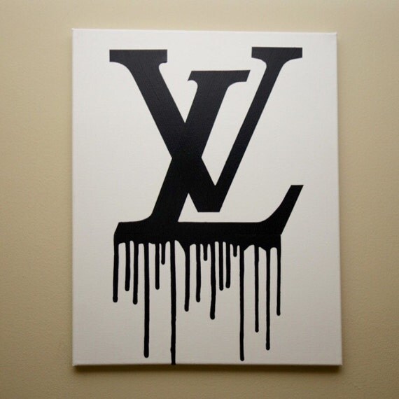 Louis Vuitton Drip Painting 16x20 LV Inspired White and