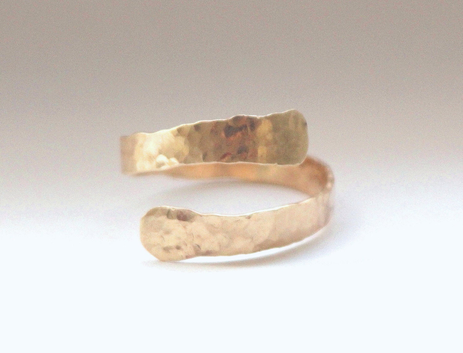 Hammered Bronze Metal Ring. Gold Bronze Overlap by artwearhandmade