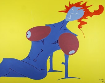 Femme Voluptueuse. Original Acrylic Abstract Painting on Canvas by Eric Lafoy
