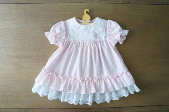 Vintage Baby Clothes Baby Girl Pink Lace Frilly Ruffle Dolly