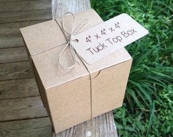 HALF CASE • 50 Each • 4" x 4" x 4" Natural Kraft Tuck Top • Single Cupcake Box • Bakery Boxes • Gift Box - Cookies • Boxes Only
