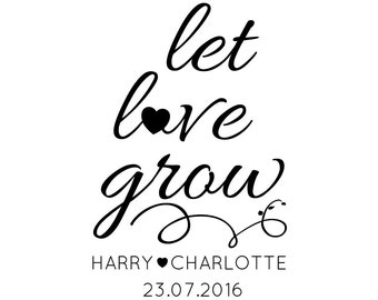 Download Custom LET LOVE GROW stamp, save the date stamp, wedding ...