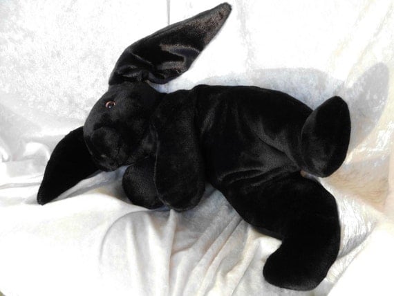 black and white rabbit stuffed animal