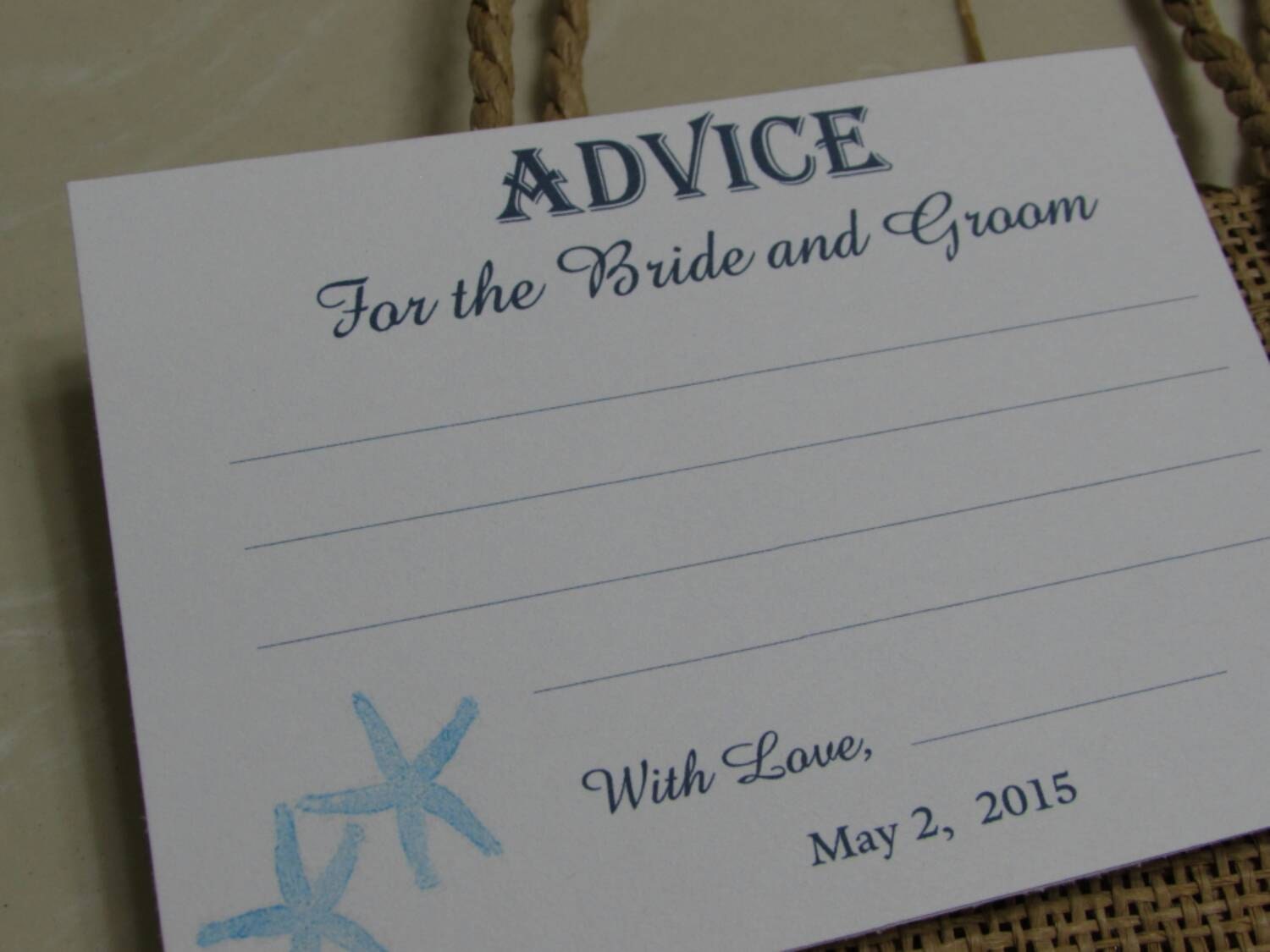 Advice Card for the Bride and Groom You Design your choice