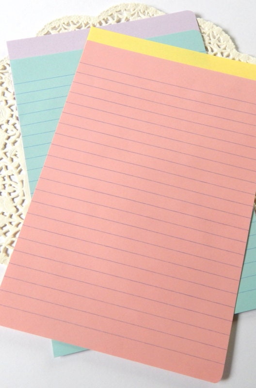 Pastel Notebook Paper. Pastel Lined Paper. Rainbow Stationery.