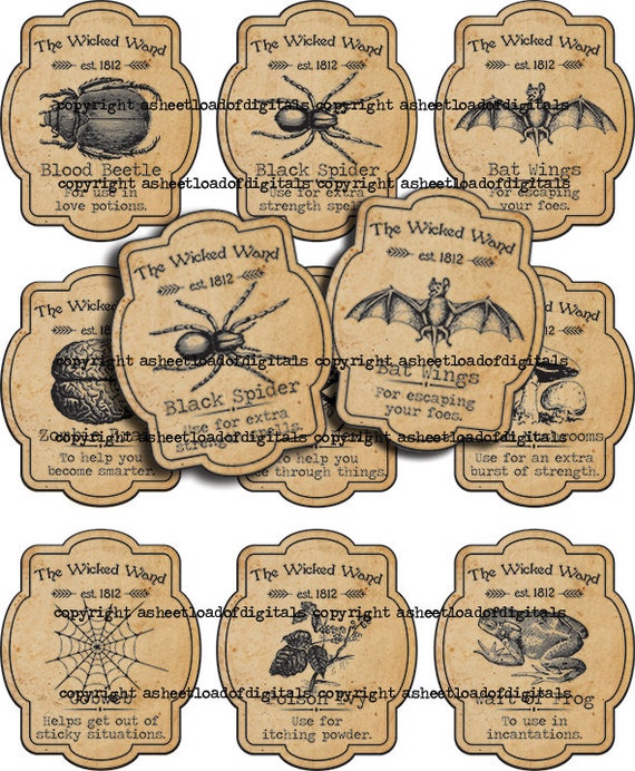 Items similar to Halloween Apothecary Label Ingredient Gift Tag Hang ...