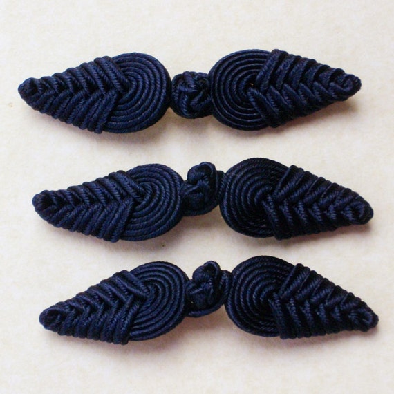 Navy frog closure. Chevron knot. Set of 3