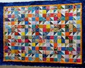 Patchwork Quilt, colourful patchwork scrappy quilt, lap quilt, single bed topper, throw quilt