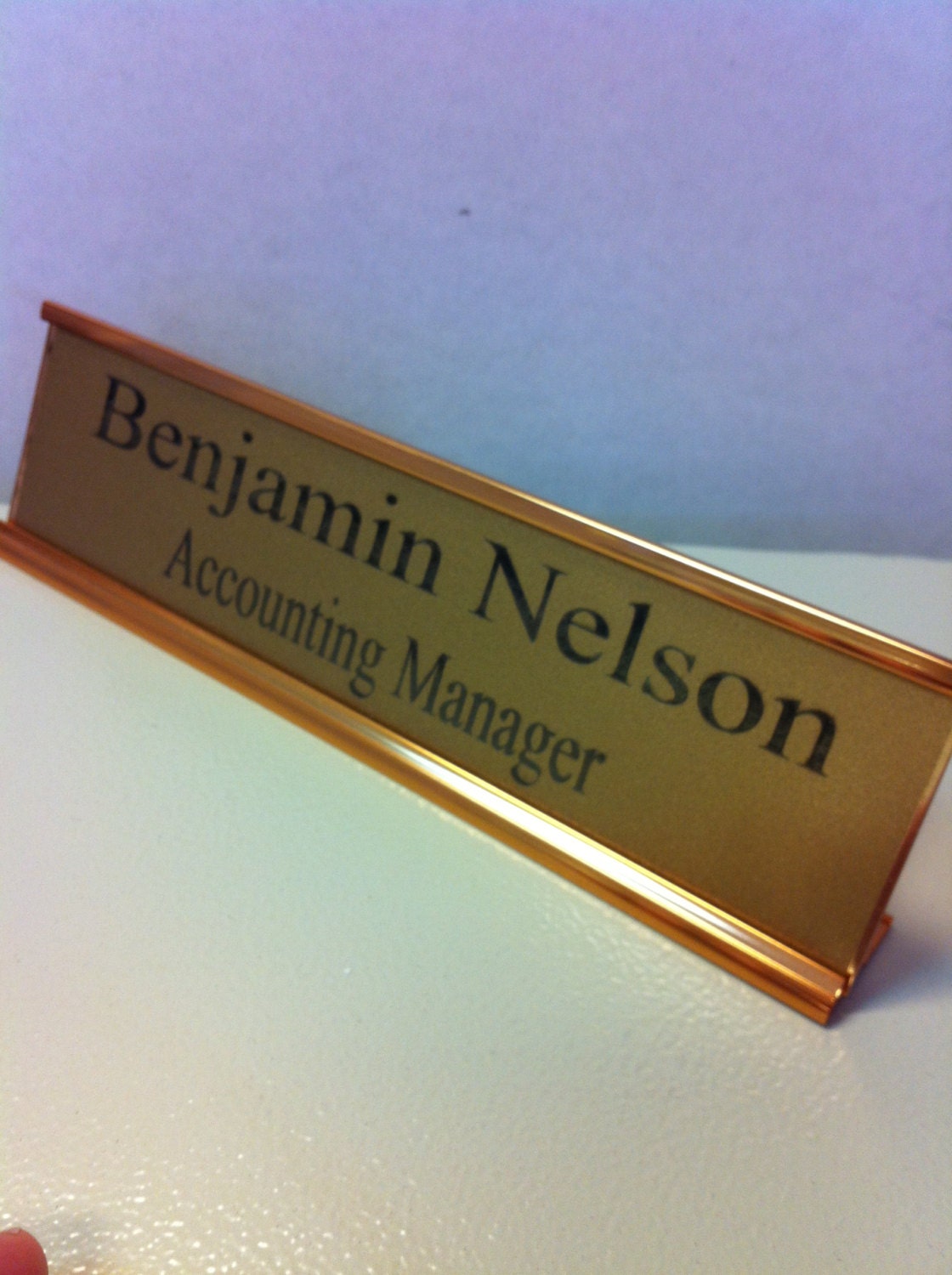 Personalized Desk Name plate nameplate rose gold holder and