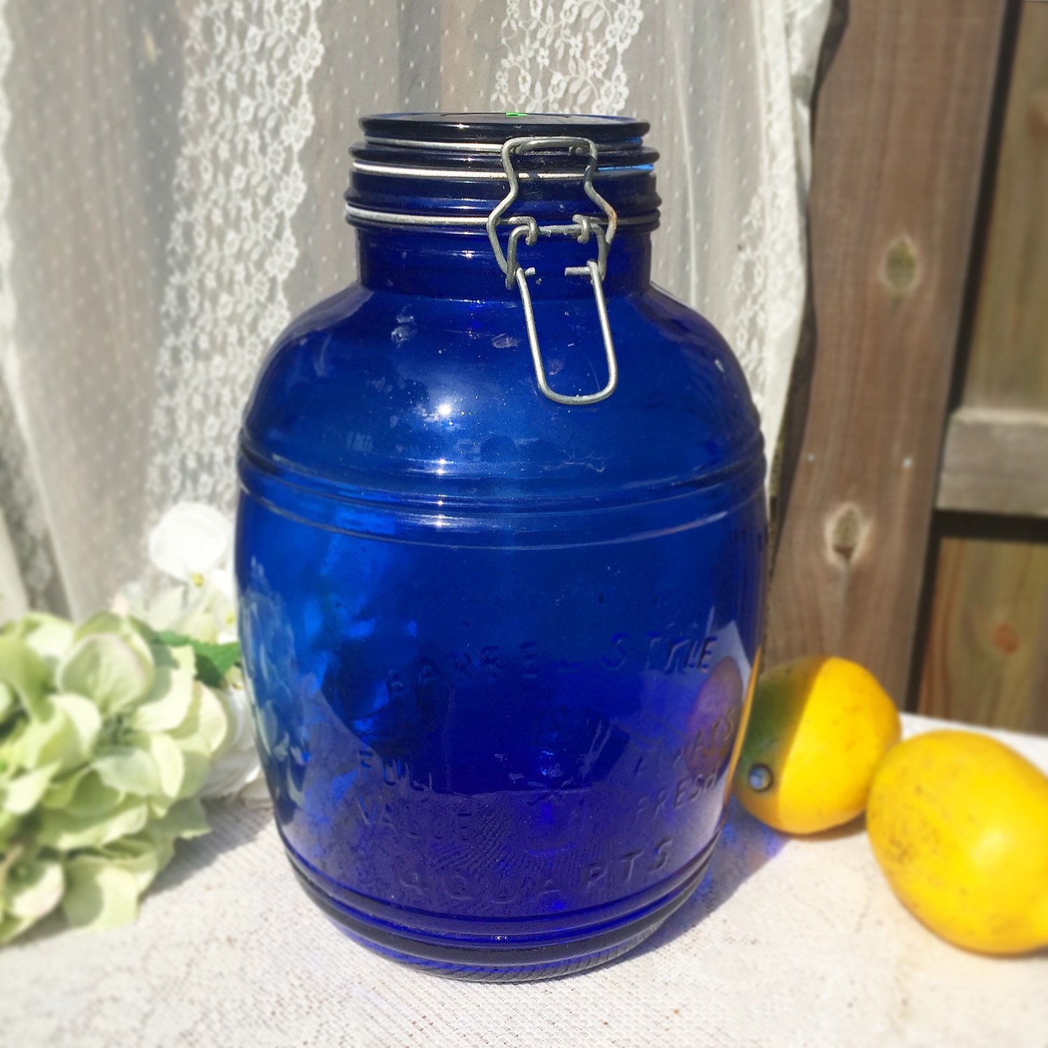 Large Cobalt Blue Mason Jar Cookie Swing top by