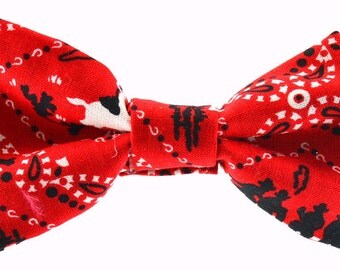 Items Similar To Cowboy Bandana & Cowprint Bow Tie With Elastic Neck 