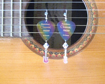 Rainbow Guitar Pick Earrings