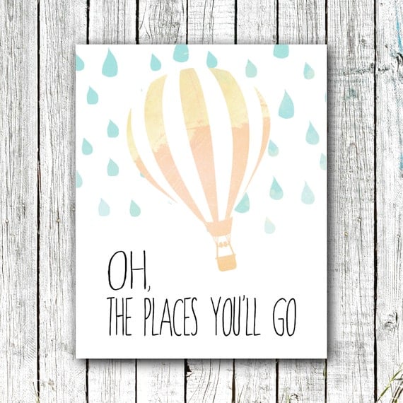 Nursery Art Oh the places you'll go Printable Art