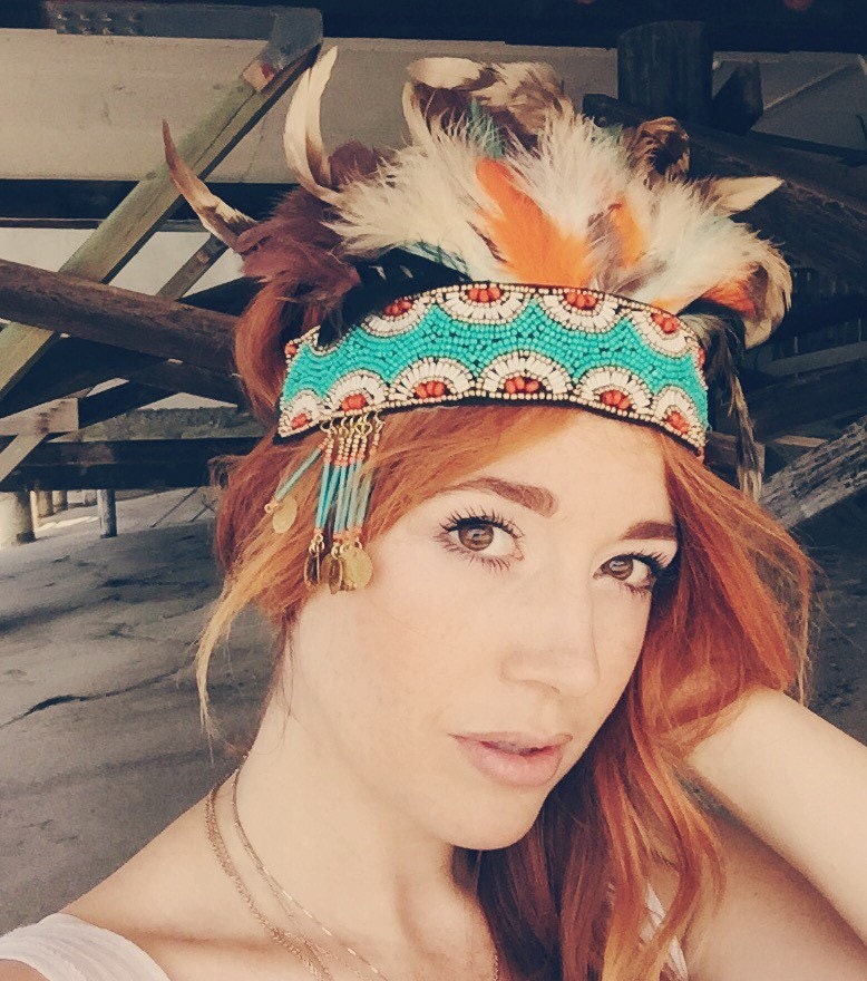 Rain dancer headdress by Plumesdelamour on Etsy