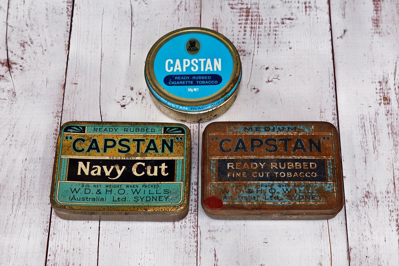 Three Vintage Capstan Navy Cut Tobacco Tins by alyxtakla on Etsy