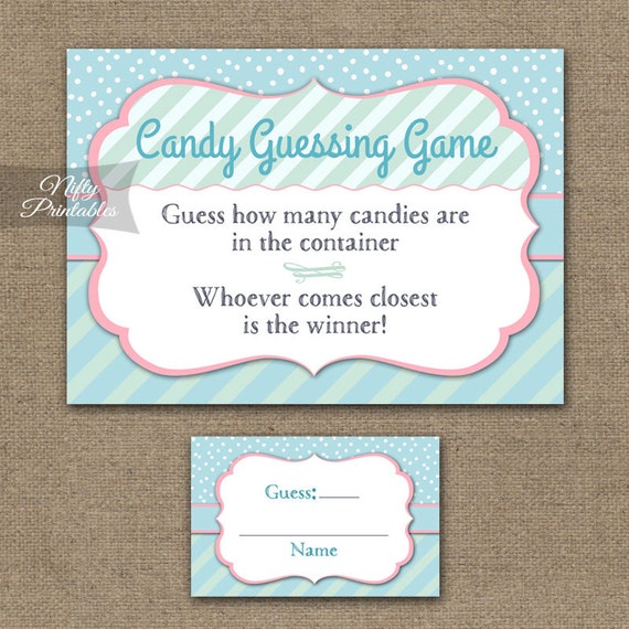 76 New baby shower guessing game jar 352 Turquoise Candy Guessing Game   Printable Baby Shower Candy Jar Game   