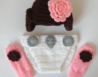 Princess Leia Costume Set 3pcs Baby Hat , Diaper Cover And Leg Warmers From Star Wars Newborn - Halloween / Cosplay