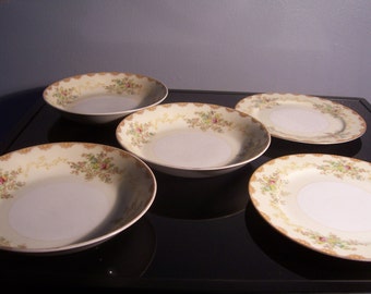 5 Piece Vintage Meito China Plate and Bowl Set