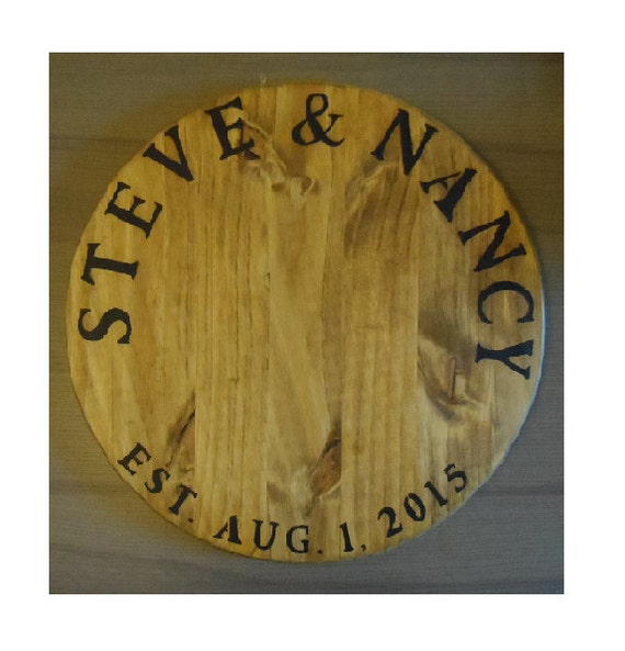 Wine Barrel Lid faux Personalized with Name and Date / Guest