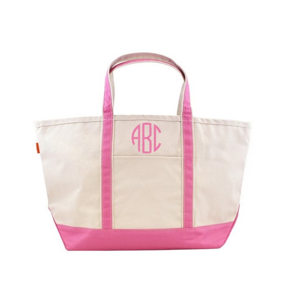 Zipper Top Monogrammed Canvas Boat Tote Large by embroiderybybeth1