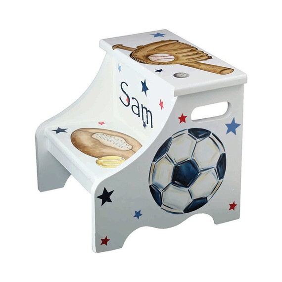 Sports step stool all star theme personalized by ...