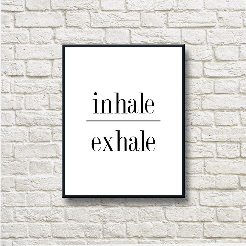 Inhale Exhale Meditation Black White Printable Instant