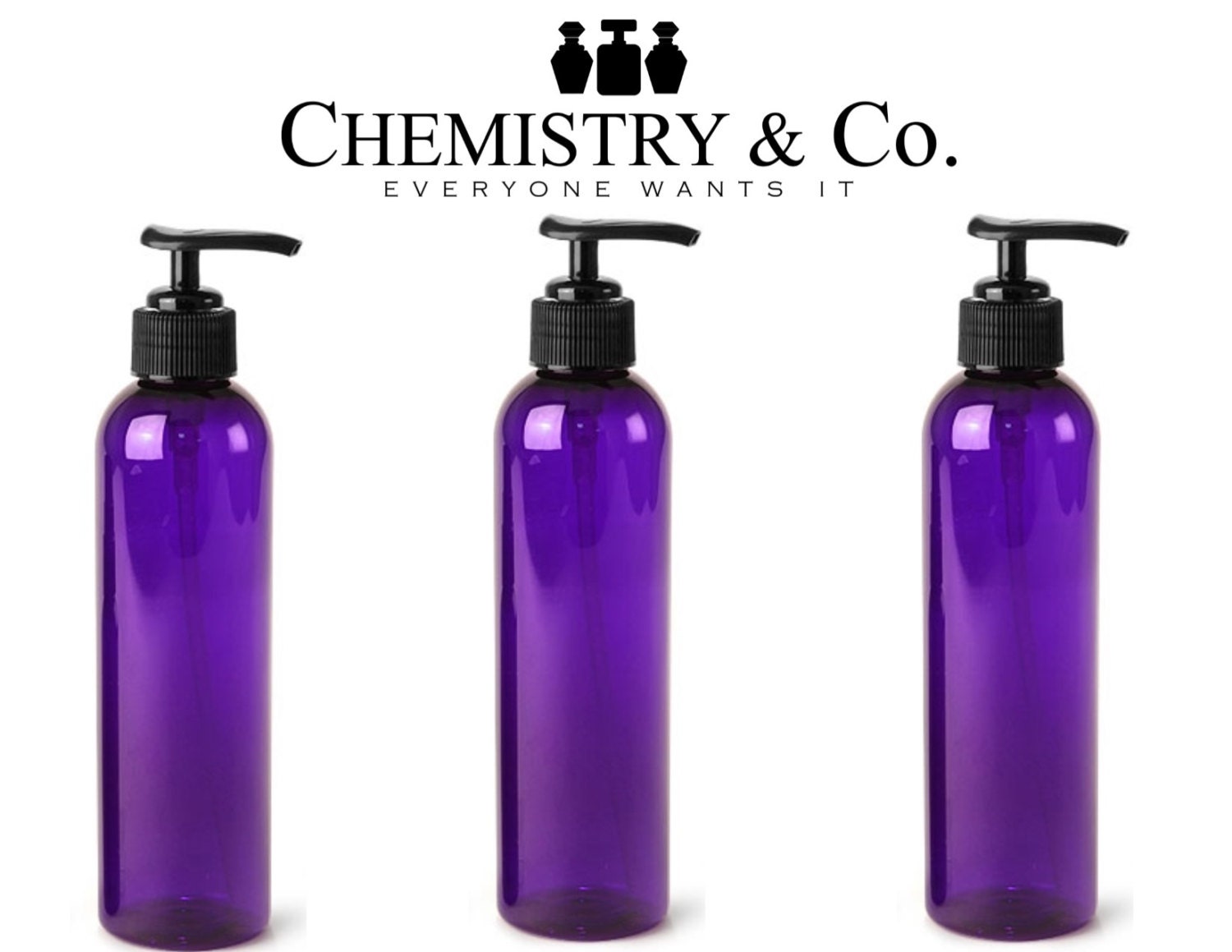 12 PURPLE Lotion Pump Bottles 4 oz 120 ml Cosmo by ChemistryCo