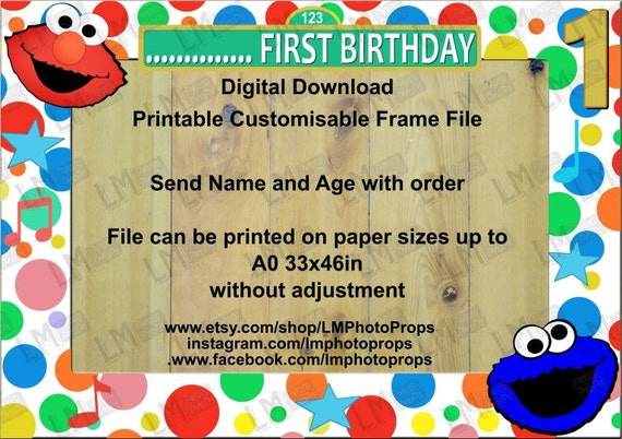 Sesame Street Frame Customised Photo Prop Sesame Street