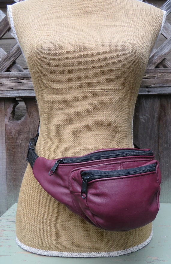 Vintage 1980s Leather Fanny Pack Purse Belt Hip Bag by Cucarachaz