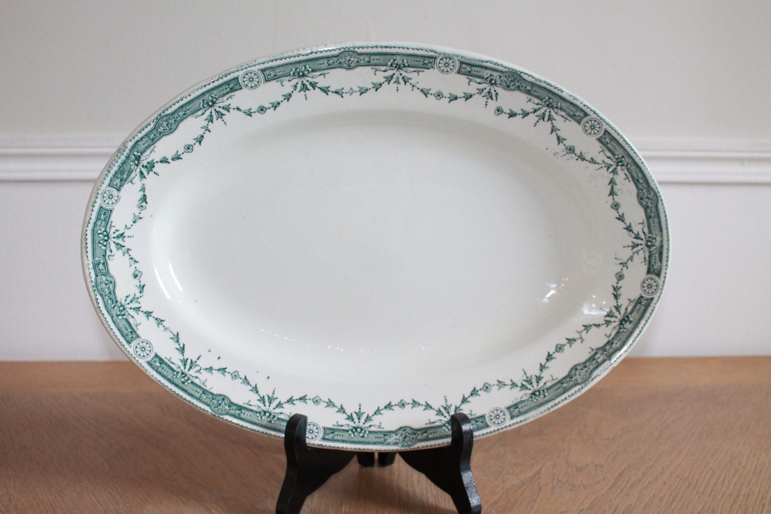 LARGE Serving Platter French Provincial Oval Platter Green