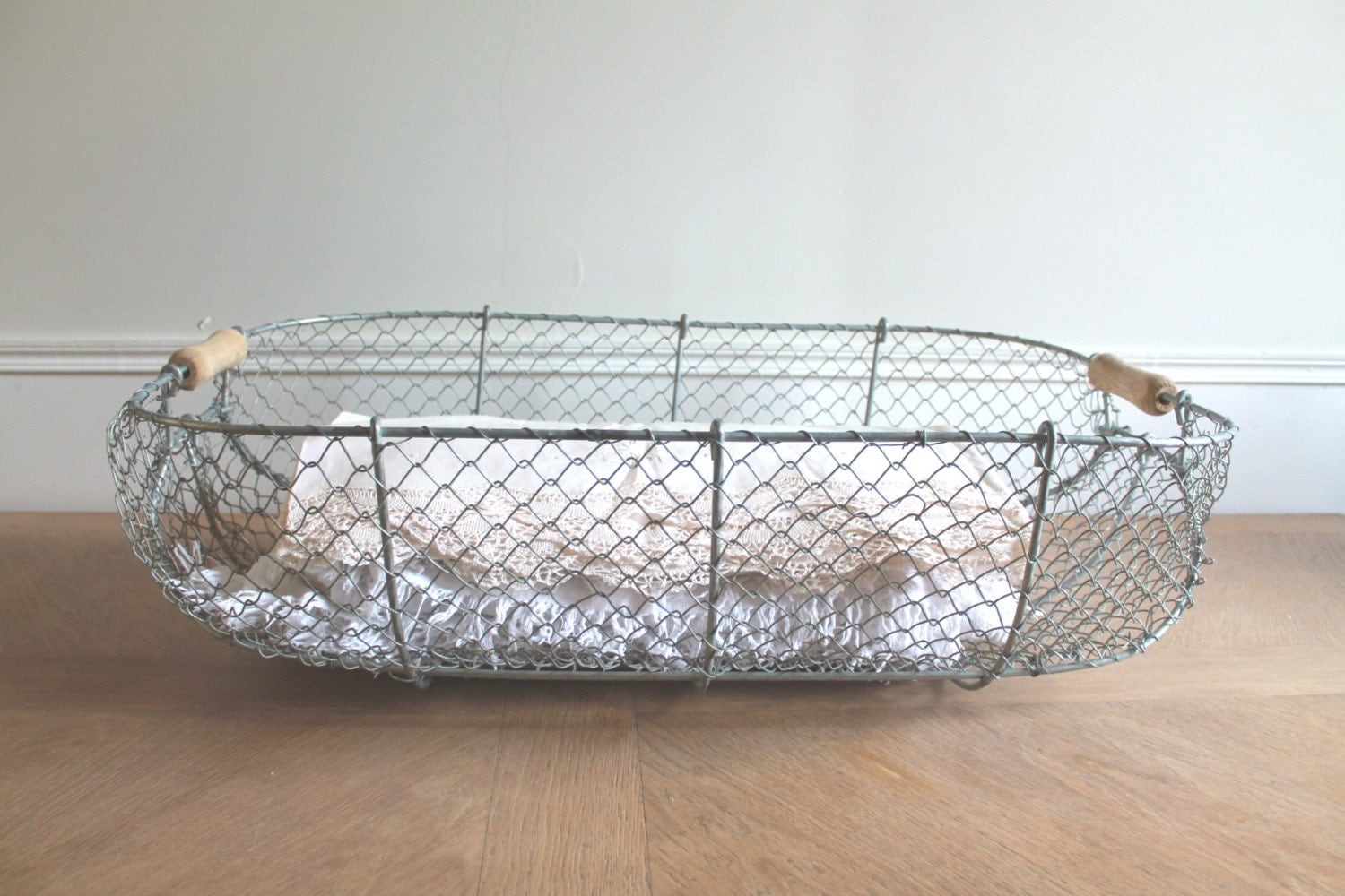 LARGE Wire Laundry Basket French Wire Basket Farmhouse
