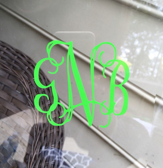 Items similar to Interlocking script monogram - initials - decal ...