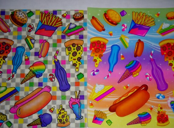  LISA FRANK stickers 2 Full sheets JuNk FooD same style 