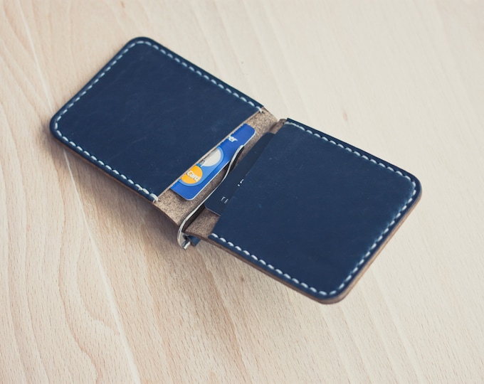 Horween Chromexcel Money Clip Wallet/ Chromexcel Card Case/Leather Cardholder Wallet/Minimal Leather Wallet/Leather Money Clip Wallet