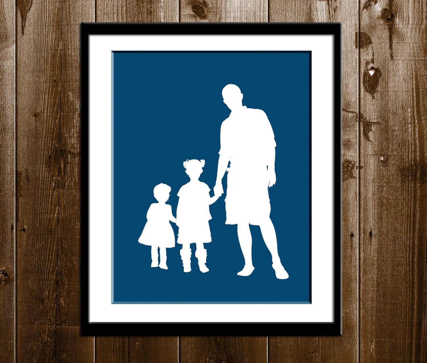 Custom Father Daughter Silhouette Portrait Daddy Daughter