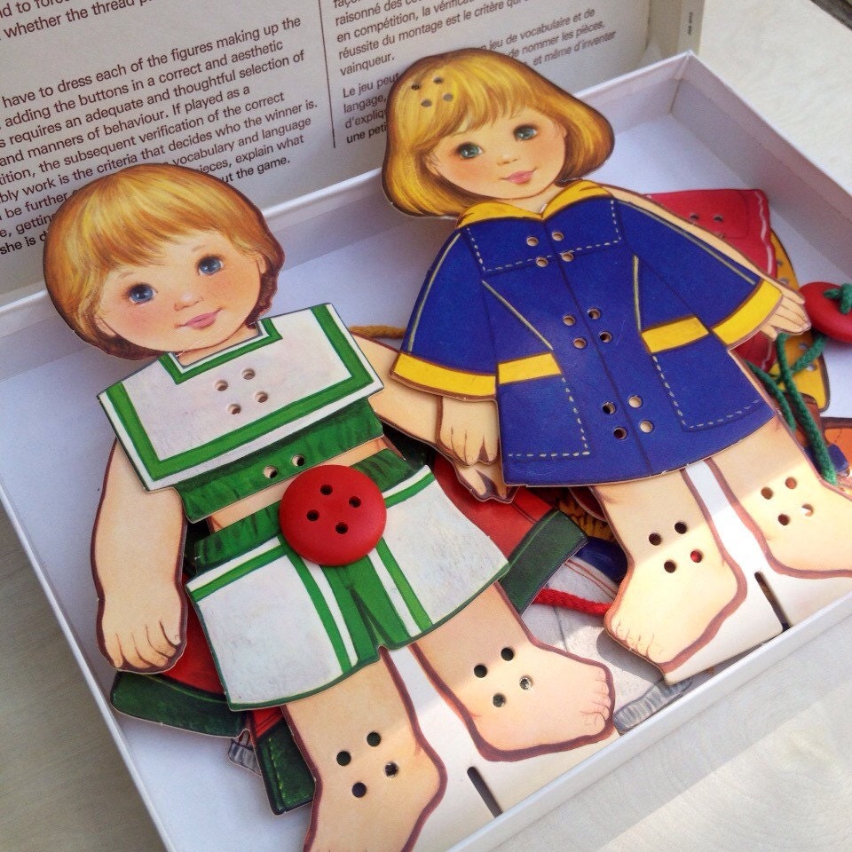 Vintage French Laces and Buttons Educational Game Paper Doll